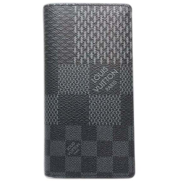 LOUIS VUITTON Damier Graphite 3D Long Wallet N60436 Portefeuille Brazza NM Bl...